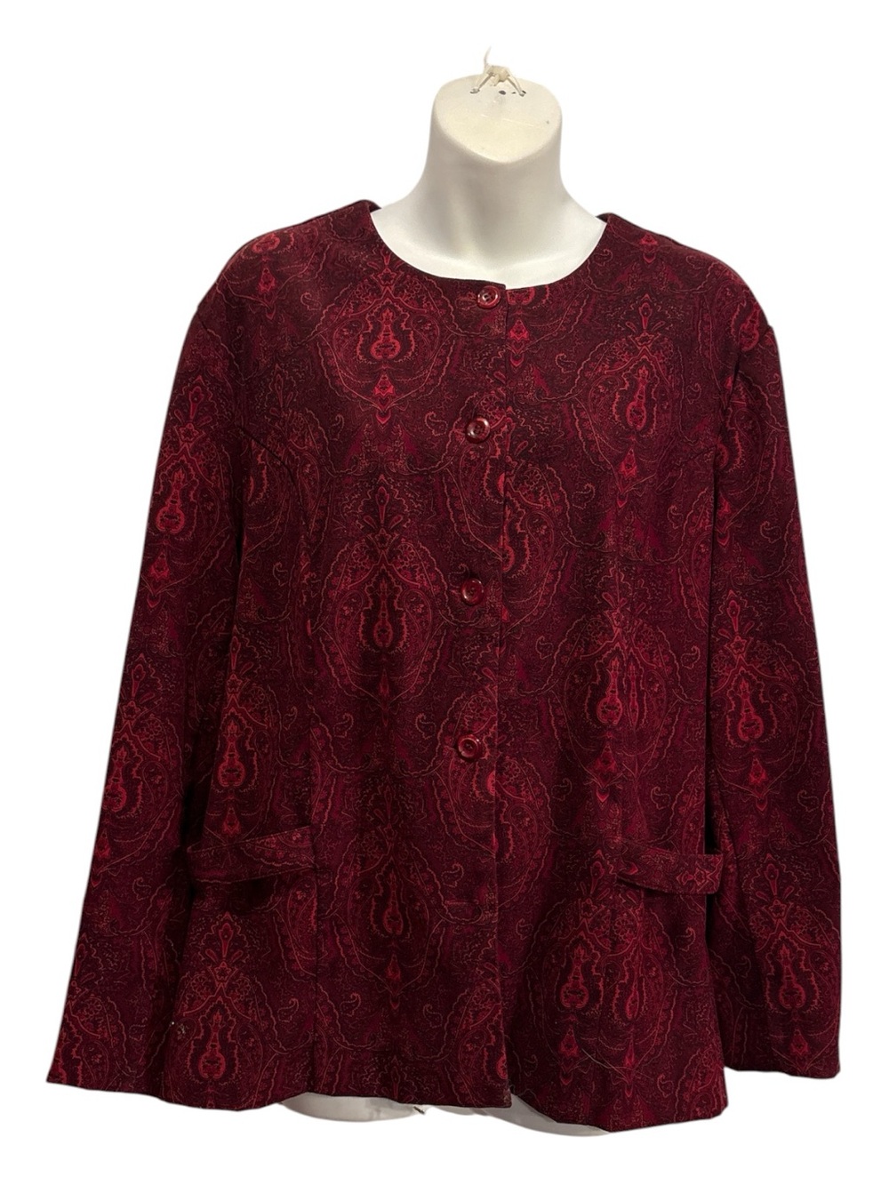 Notations Burgandy Red design Button blazer Jacket. Size XL